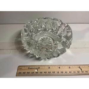 Vintage Heavy Cut Crystal Bowl | Starburst & Diamond Pattern | 6”